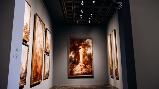 Jean-Honore Fragonard's Progress of Love paintings at the Frick Collection's new museum location on Madison Avenue in New York, U.S., on Tuesday, March 2, 2021. (Bloomberg)