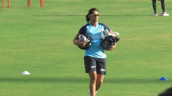 India's ODI vice-captain Harmanpreet Kaur during team's training session in Lucknow on Thursday.(HT Photo) India's ODI vice-captain Harmanpreet Kaur during team's training session in Lucknow on Thursday.(HT Photo)