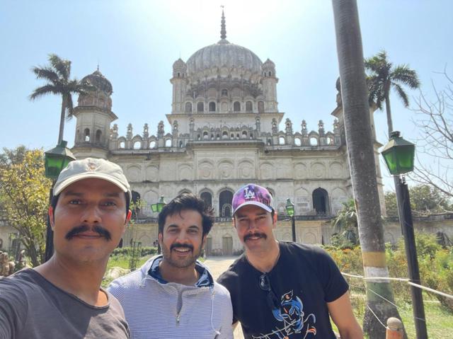 Rajniesh with Randeep Hooda and Ajay Singh Chaudhury at Bahu Begum’s tomb in Faizabad (now Ayodhaya) (Sourced) Rajniesh with Randeep Hooda and Ajay Singh Chaudhury at Bahu Begum’s tomb in Faizabad (now Ayodhaya) (Sourced)
