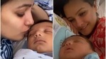 Anita Hassanandani and Rohit Reddy welcomed baby Aaravv in February. Anita Hassanandani and Rohit Reddy welcomed baby Aaravv in February.