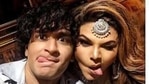 Vikas and Rakhi pose for the camera.