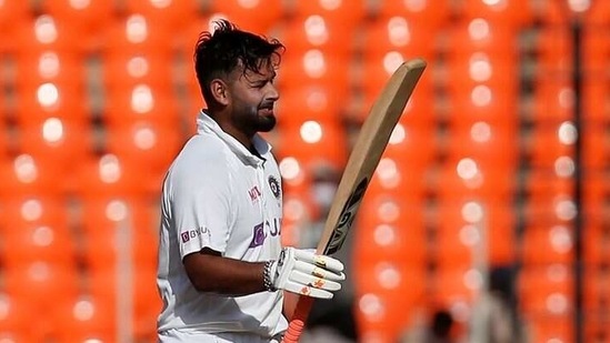 India's Rishabh Pant celebrates scoring his century.(REUTERS)