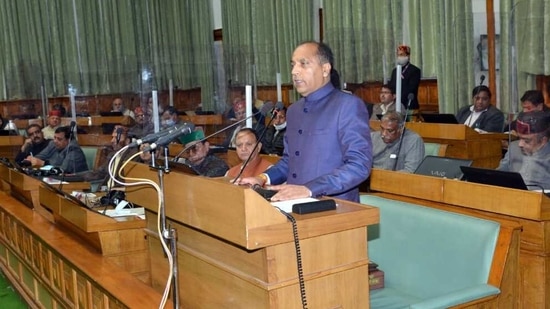 Himachal Pradesh Chief Minister Jai Ram Thakur presents the budget of the state for the year 2021-22 in the assembly in Shimla on March 6, 2021. (ANI Photo) Himachal Pradesh Chief Minister Jai Ram Thakur presents the budget of the state for the year 2021-22 in the assembly in Shimla on March 6, 2021. (ANI Photo)