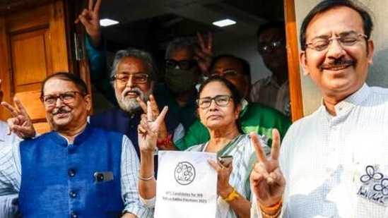 Chief Minister Mamata Banerjee on Friday released a star-studded candidate list for 291 assembly seats giving tickets to many actors and sportspersons among others. Some had joined the party less than a month ago.(AP PHOTO). Chief Minister Mamata Banerjee on Friday released a star-studded candidate list for 291 assembly seats giving tickets to many actors and sportspersons among others. Some had joined the party less than a month ago.(AP PHOTO).