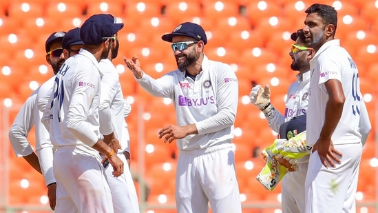 R Ashwin celebrates with Indian team.(PTI) R Ashwin celebrates with Indian team.(PTI)