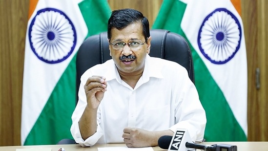 **EDS: IMAGE POSTED BY @AamAadmiParty** New Delhi: Delhi CM Arvind Kejriwal announces for the establishment of Delhi Board of School Education, in New Delhi, Saturday, March 6, 2021. (PTI Photo) (PTI03_06_2021_000105B)(PTI)