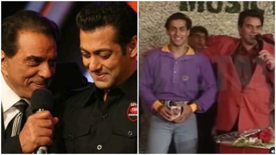 Dharmendra with Salman Khan at an event.