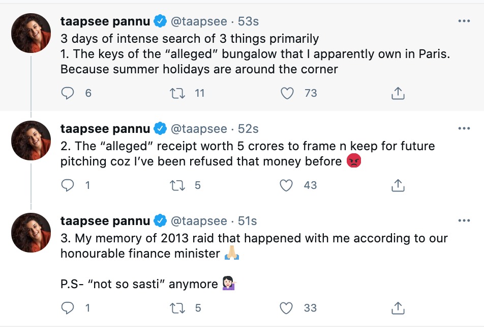 Tweets from Taapsee Pannus.