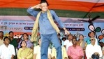 Mithun Chakraborty dancing at a Trinamool campaign in 2014. Mithun Chakraborty dancing at a Trinamool campaign in 2014.