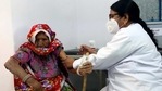 A healthcare worker inoculates a senior citizen at a government hospital near Ajmer in Rajasthan on Saturday.(ANI Photo) A healthcare worker inoculates a senior citizen at a government hospital near Ajmer in Rajasthan on Saturday.(ANI Photo)