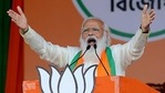 Prime Minister Narendra Modi addressing during a public rally at Brigade Parade Ground in Kolkata on Sunday. (ANI Photo )