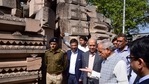 In this file, Nripendra Mishra, the chairman of the Ram Temple Construction Committee along with Senior VHP leader Champat Rai during their inspection at Ramjanmabhoomi Nyas kaaryashala, in Ayodhya. (PTI Photo) In this file, Nripendra Mishra, the chairman of the Ram Temple Construction Committee along with Senior VHP leader Champat Rai during their inspection at Ramjanmabhoomi Nyas kaaryashala, in Ayodhya. (PTI Photo)
