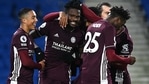 Daniel Amartey of Leicester City celebrates with Youri Tielemans after scoring the team's second goal. (Getty Images) Daniel Amartey of Leicester City celebrates with Youri Tielemans after scoring the team's second goal. (Getty Images)
