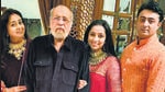 Actor Bindiya Goswami and filmmaker JP Dutta with their daughter Nidhi Dutta and son-in-law Binoy Gandhi Actor Bindiya Goswami and filmmaker JP Dutta with their daughter Nidhi Dutta and son-in-law Binoy Gandhi