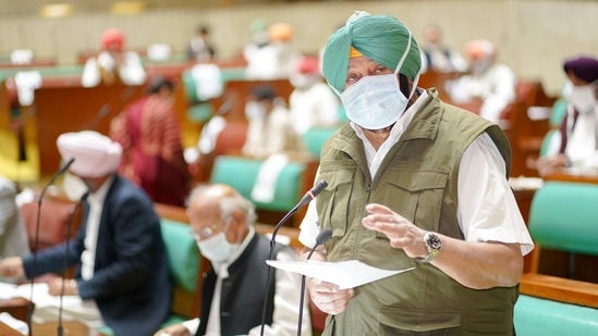 The Chief Minister claimed that the government had fulfilled 455 out of the 546 commitments made in the election manifesto during the 2017 elections.(HT Photo) The Chief Minister claimed that the government had fulfilled 455 out of the 546 commitments made in the election manifesto during the 2017 elections.(HT Photo)