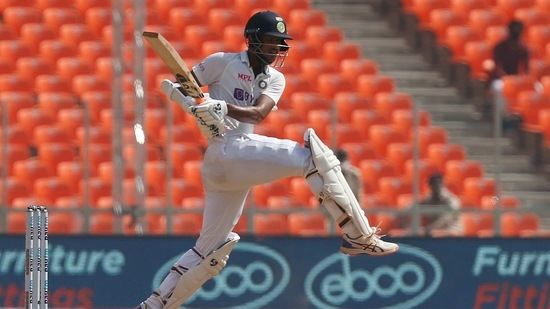 Washington Sundar plays a shot during 4th Test against England(REUTERS)