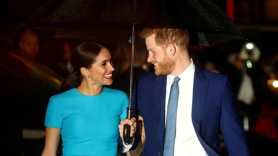 Britain's Prince Harry and his wife Meghan, Duchess of Sussex, arrive at the Endeavour Fund Awards in London, Britain, March 5, 2020. (REUTERS)