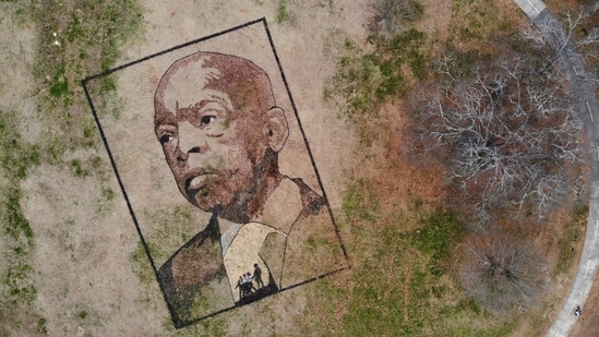 A portrait of John Lewis the longtime congressman and civil rights leader at Freedom Park in Atlanta.(AP) A portrait of John Lewis the longtime congressman and civil rights leader at Freedom Park in Atlanta.(AP)