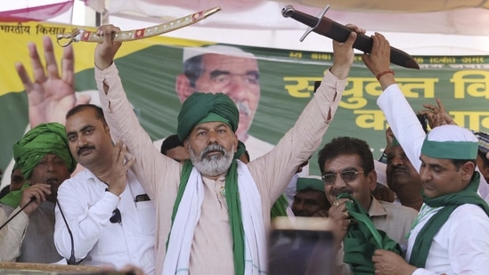 Bharatiya Kisan Union spokesperson Rakesh Tikait attends a 'Kisan Mahapanchayat', in Saharanpur district on Sunday.(PTI Photo) Bharatiya Kisan Union spokesperson Rakesh Tikait attends a 'Kisan Mahapanchayat', in Saharanpur district on Sunday.(PTI Photo)