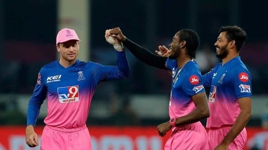 Photo of Rajasthan Royals players from an IPL 2020 match in UAE(IPL/Twitter)