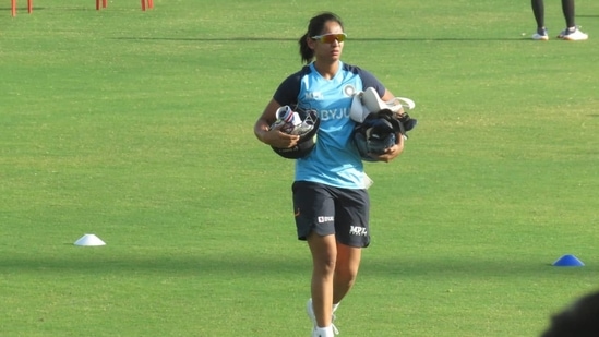 India's ODI vice-captain Harmanpreet Kaur during team's training session(HT Photo)