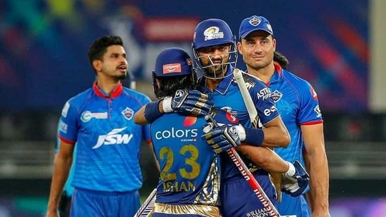 Dubai: Mumbai Indians players celebrate after winning the final cricket match of the Indian Premier League (IPL) T20 against Delhi Capitals, at Dubai International Cricket Stadium in Dubai, Tuesday, Nov. 10, 2020.(PTI)