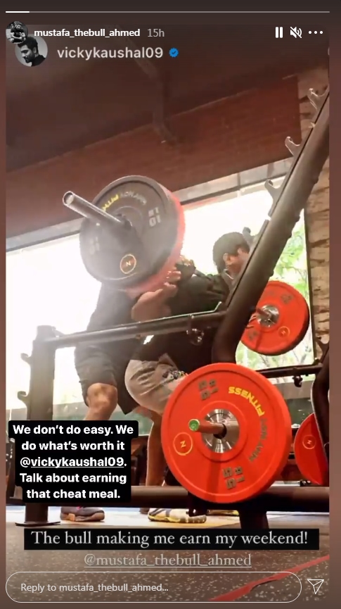 Vicky Kaushal's trainer shares his workout video (Instagram story/ mustafa_thebull_ahmed)