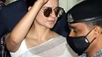 Kangana Ranaut spotted outside Bandra Police station. Kangana Ranaut spotted outside Bandra Police station.