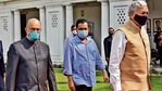 L-G Anil Baijal and chief minister Arvind Kejriwal arrive for the Budget session at the Delhi assembly on Monday. Raj K Raj/HT PHOTO L-G Anil Baijal and chief minister Arvind Kejriwal arrive for the Budget session at the Delhi assembly on Monday. Raj K Raj/HT PHOTO