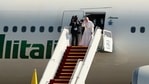Pope Francis boards a plane upon concluding his visit to Iraq at Baghdad airport, Iraq, Monday, March 8, 2021. (AP Photo/Khalid Mohammed)(AP) Pope Francis boards a plane upon concluding his visit to Iraq at Baghdad airport, Iraq, Monday, March 8, 2021. (AP Photo/Khalid Mohammed)(AP)