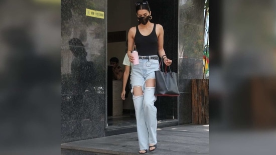 She too accessorised her look in a similar manner as she opted for a black leather tote bag and matched it with her black footwear. How do you feel about this casual day out look?(Varinder Chawla)