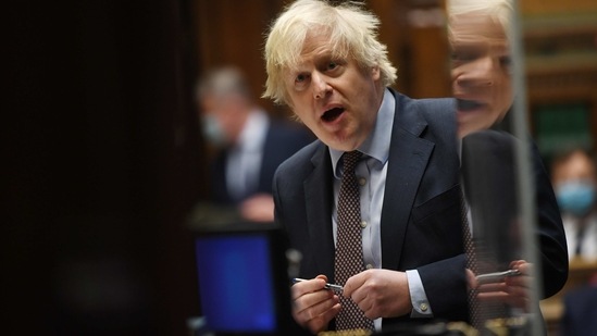 British Prime Minister Boris Johnson speaks during question period at the House of Commons in London, Britain. (via REUTERS)