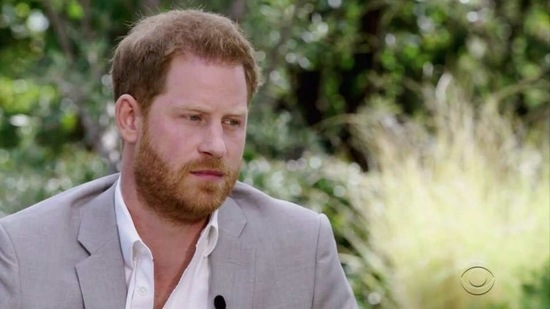 Prince Harry during his interview with Oprah.