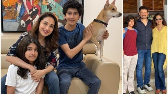 Madhuri Dixit with her family members.