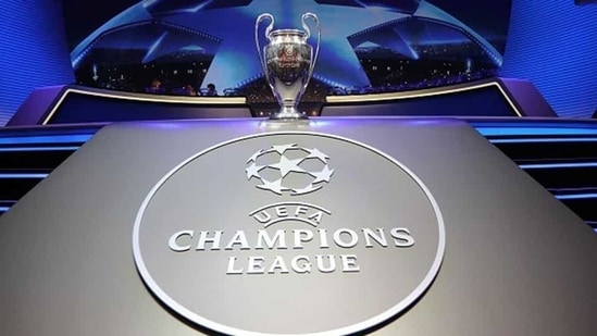 The Champions League Trophy stands on display during the UEFA Champions League football group stage draw ceremony.(Getty Images)