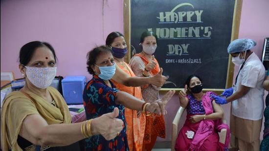 On the occasion of International Women's Day, a special Covid vaccine centre for women was inaugurated at Thane Civil Hospital on Monday. (Praful Gangurde / HT Photo) On the occasion of International Women's Day, a special Covid vaccine centre for women was inaugurated at Thane Civil Hospital on Monday. (Praful Gangurde / HT Photo)