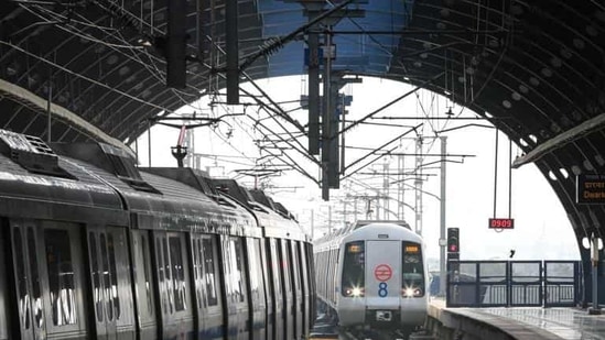 The Delhi Metro resumed services with curtailed operation on the Yellow Line from September 7 last year after being closed for over five months (Sanchit Khanna/HT PHOTO). The Delhi Metro resumed services with curtailed operation on the Yellow Line from September 7 last year after being closed for over five months (Sanchit Khanna/HT PHOTO).