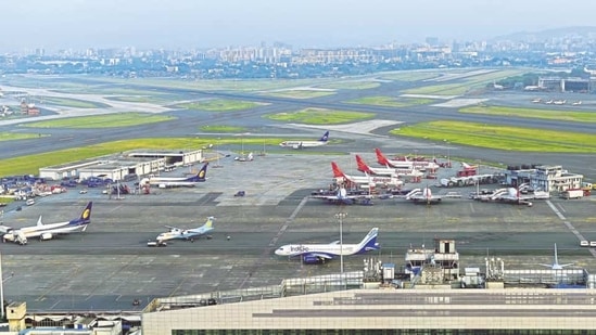 Domestic passenger traffic in January this year was recorded at 77.34 lakh, according to DGCA data. In picture - Chhatrapati Shivaji International Airport in Mumbai.(HT File Photo) Domestic passenger traffic in January this year was recorded at 77.34 lakh, according to DGCA data. In picture - Chhatrapati Shivaji International Airport in Mumbai.(HT File Photo)