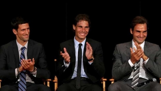 Novak Djokovic, Rafael Nadal and Roger Federer on stage during the ATP Heritage Celebration.(Getty Images) Novak Djokovic, Rafael Nadal and Roger Federer on stage during the ATP Heritage Celebration.(Getty Images)