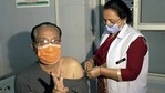 An elderly person being vaccinated during the second phase of Covid vaccination in Jammu.(ANI) An elderly person being vaccinated during the second phase of Covid vaccination in Jammu.(ANI)