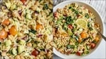 Recipe: Brighten up your mood this Tuesday with this lemon orzo chickpea salad(Instagram/plantbasedrd) Recipe: Brighten up your mood this Tuesday with this lemon orzo chickpea salad(Instagram/plantbasedrd)