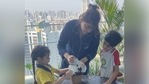 Tahira Kashyap growing cherry tomatoes with her children. Tahira Kashyap growing cherry tomatoes with her children.
