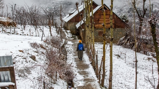 A Kashmiri boy walks homeward after attending private classes, after a brief spell of fresh snowfall in the outskirts of Srinagar Indian controlled Kashmir, Saturday, Feb. 27, 2021. (AP Photo/ Dar Yasin)(AP) A Kashmiri boy walks homeward after attending private classes, after a brief spell of fresh snowfall in the outskirts of Srinagar Indian controlled Kashmir, Saturday, Feb. 27, 2021. (AP Photo/ Dar Yasin)(AP)