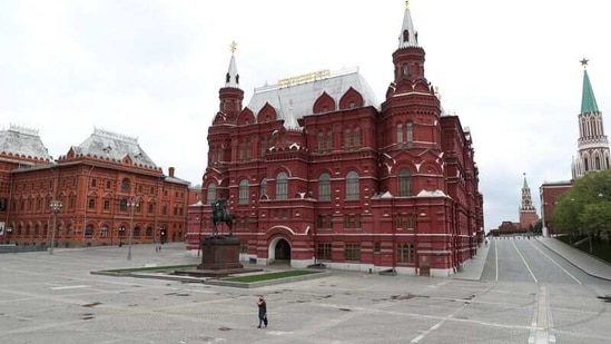 A general view shows the State Historical Museum and the Kremlin wall as the outbreak of the coronavirus disease (COVID-19) continues in Moscow, Russia(REUTERS)