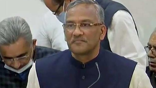 Uttarkhand CM Trivendra Singh Rawat speaks to the media after submitting his resignation as the CM to the Governor in Dehradun on Tuesday. (ANI Photo)