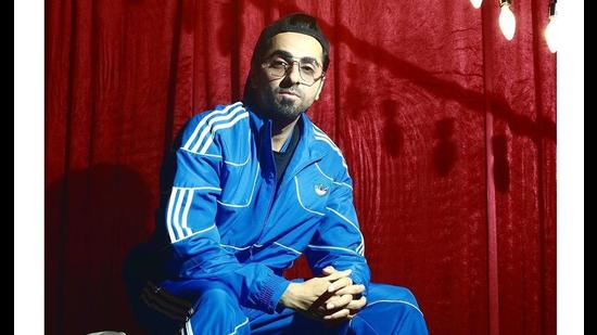 Ayushmann Khurrana in an 80s style blue tracksuit worn with a pair of high-top sneakers. (Photo: Instagram/ IshaBhansali) Ayushmann Khurrana in an 80s style blue tracksuit worn with a pair of high-top sneakers. (Photo: Instagram/ IshaBhansali)