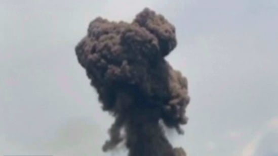 This TVGE image made from video shows smoke rising over the blast site at a military barracks in Bata, Equatorial Guinea. (AP) This TVGE image made from video shows smoke rising over the blast site at a military barracks in Bata, Equatorial Guinea. (AP)