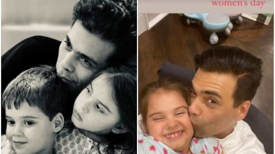 Karan Johar with his kids, Yash and Roohi. Karan Johar with his kids, Yash and Roohi.