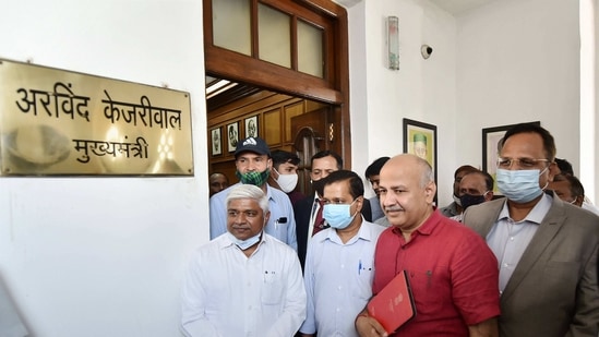 Delhi Chief Minister Arvind Kejriwal and Deputy Chief Minister Manish Sisodia arrive at Vidhan Sabha to attend the Budget Session, in New Delhi,(PTI) Delhi Chief Minister Arvind Kejriwal and Deputy Chief Minister Manish Sisodia arrive at Vidhan Sabha to attend the Budget Session, in New Delhi,(PTI)