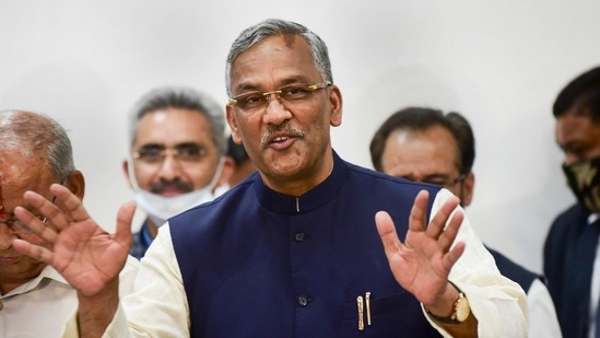 Dehradun: Uttarakhand chief minister Trivendra Singh Rawat addresses a press conference after tendering his resignation on Tuesday, (PTI)